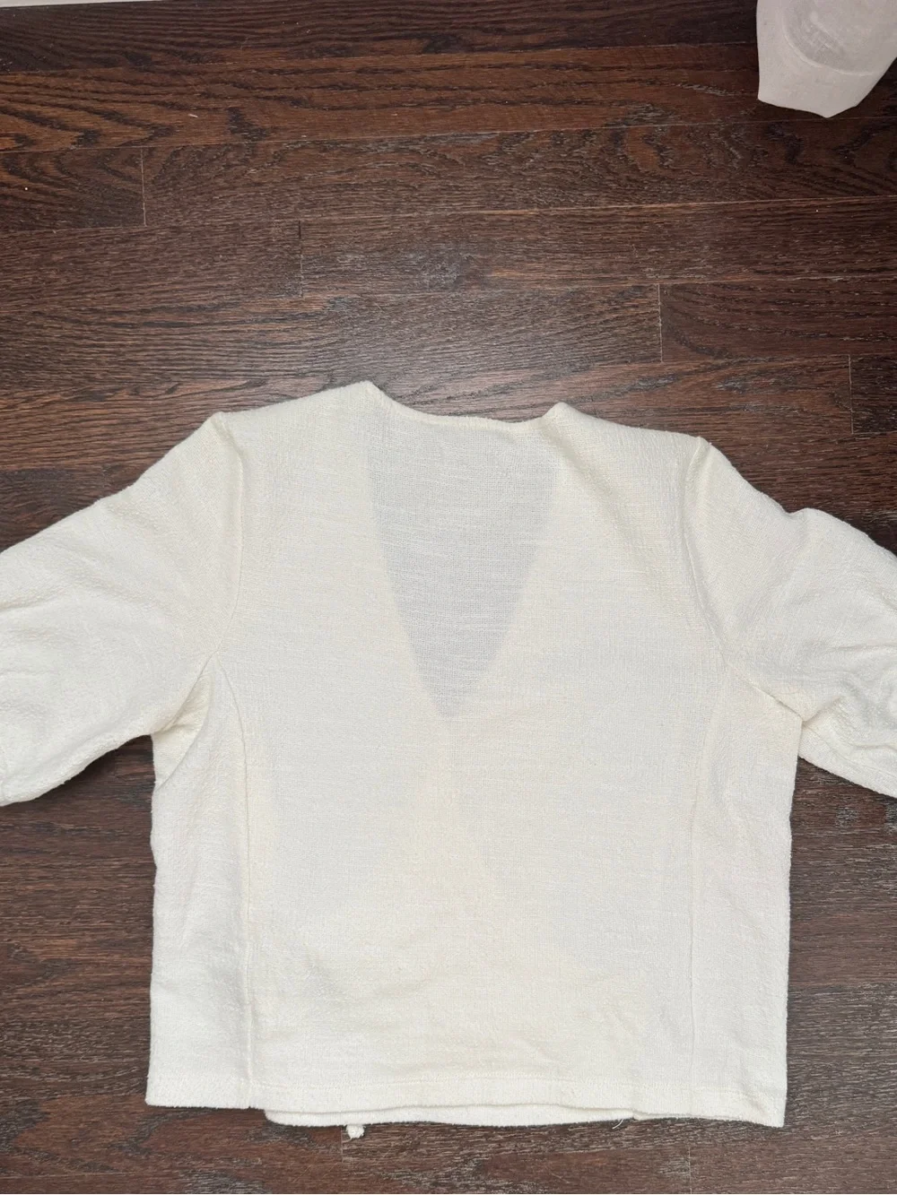Madewell Cream Wrap Short Sleeve Tie Top